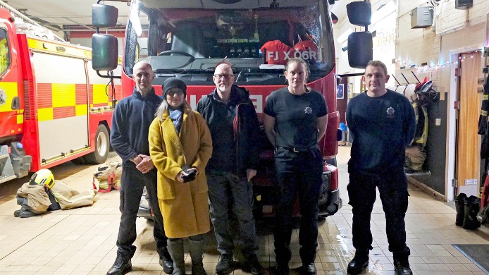 Cllrs Fiona Mawson and Ian Middleton with the fire service team in Kidlington