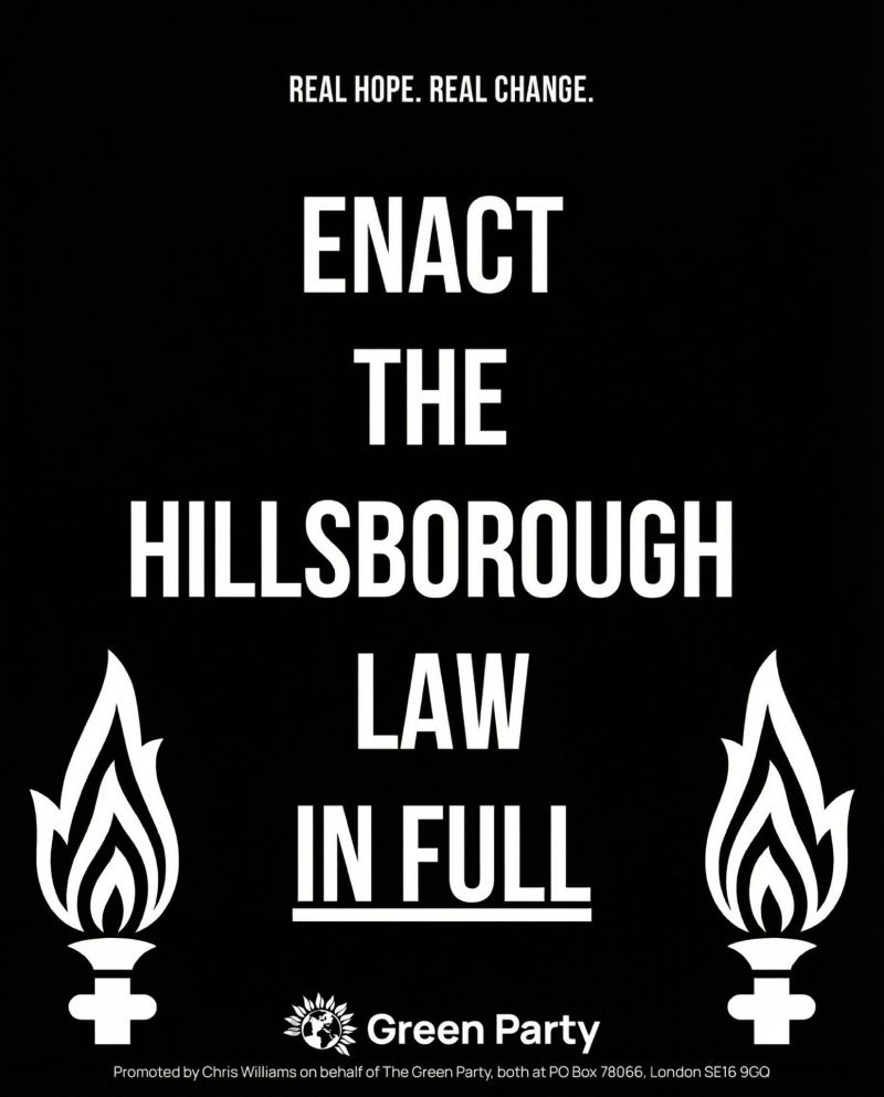 Image for the Tweet beginning: Green MPs support the Hillsborough